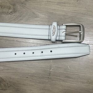 Straight Down Light Grey Leather Belt for Men